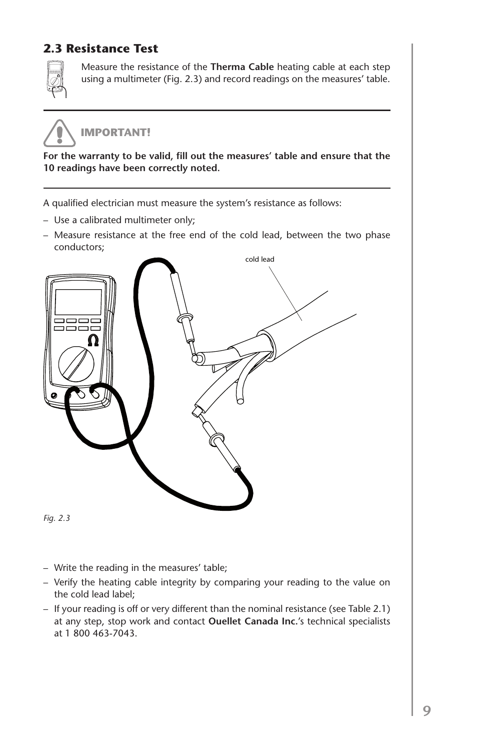 3 resistance test | Ouellet OTR User Manual | Page 9 / 26