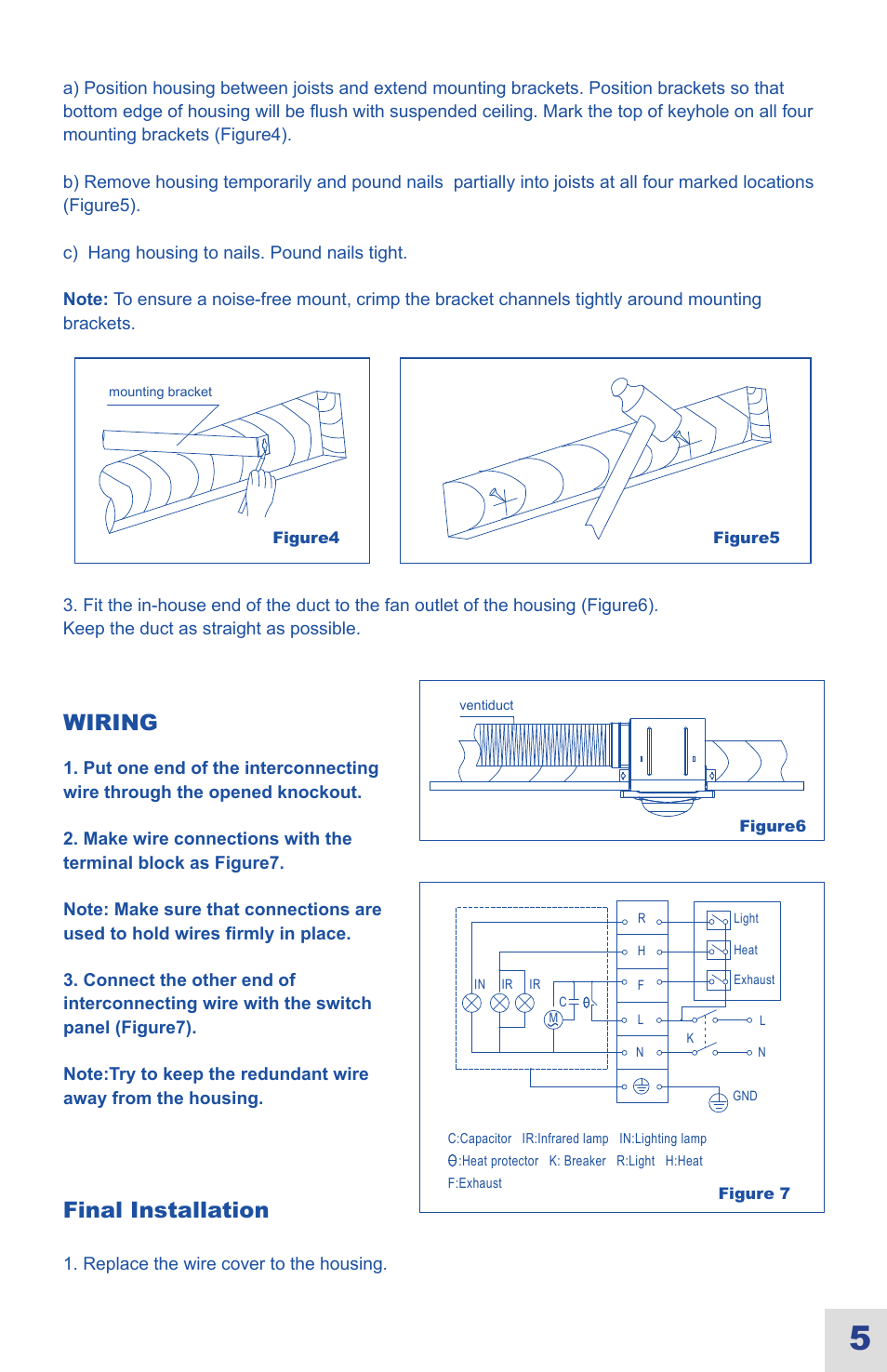 Final installation, Installation, Wiring | Ouellet OVB-HL User Manual | Page 6 / 16