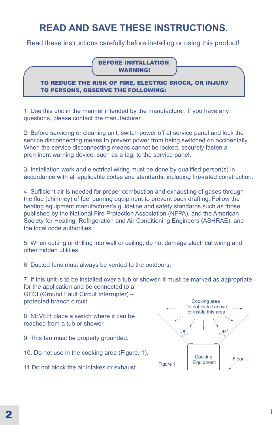 Read and save these instructions | Ouellet OVB-LN User Manual | Page 16 / 22