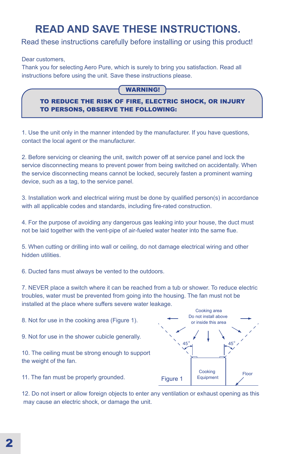 Read and save these instructions | Ouellet OVB-LN User Manual | Page 9 / 22
