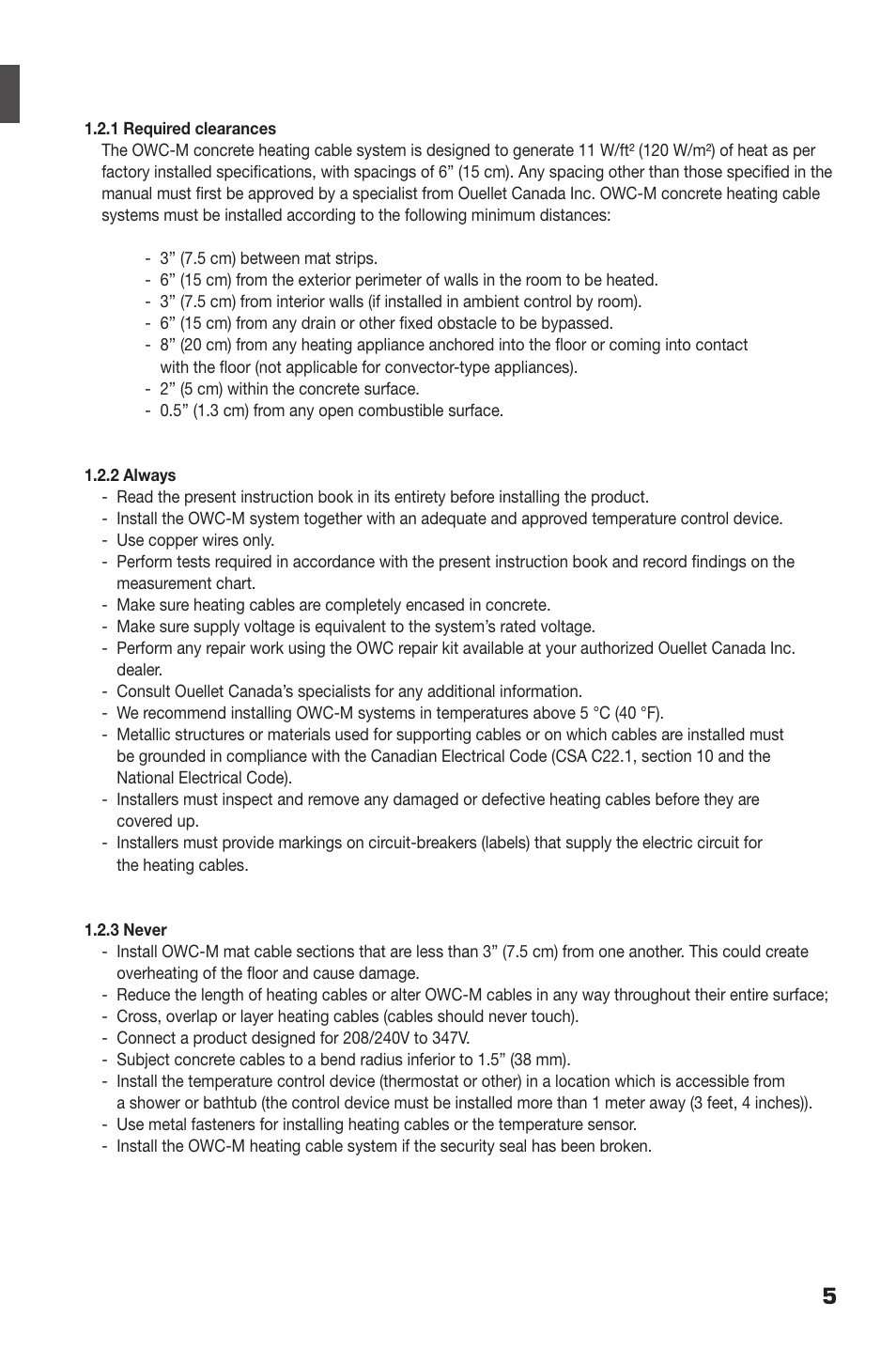 Ouellet OWC-M User Manual | Page 5 / 26