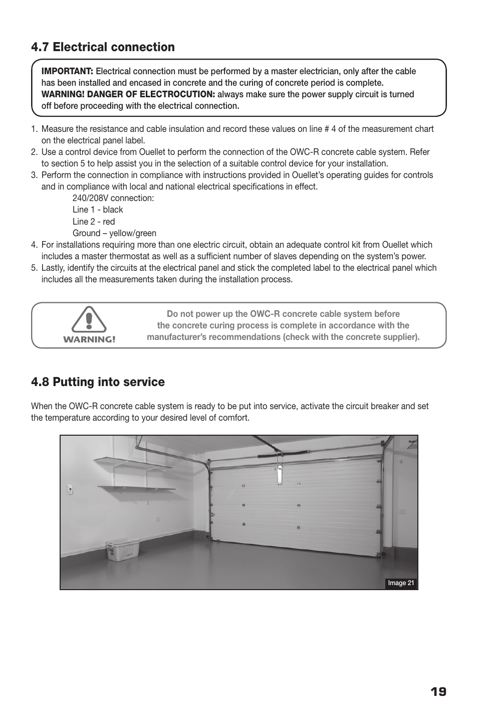 7 electrical connection, 8 putting into service | Ouellet OWC-R User Manual | Page 19 / 24