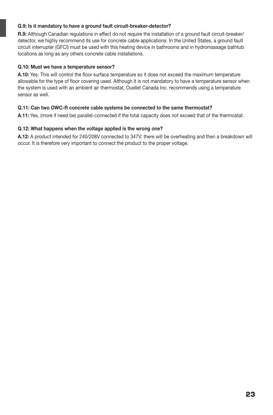 Ouellet OWC-R User Manual | Page 23 / 24
