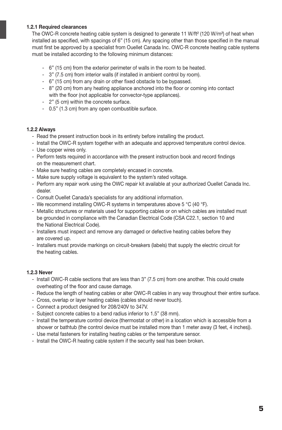 Ouellet OWC-R User Manual | Page 5 / 24