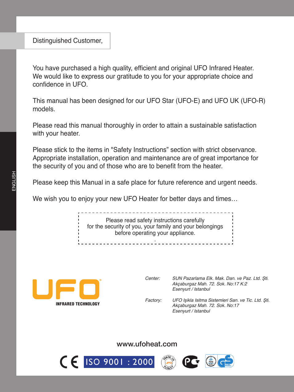 Ouellet UFO-E User Manual | Page 2 / 24