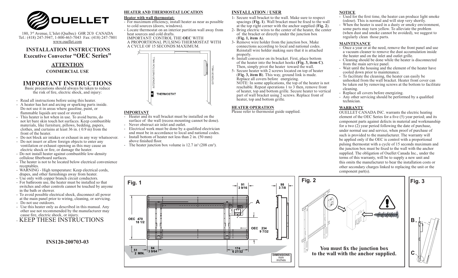 Ouellet OEC User Manual | 1 page