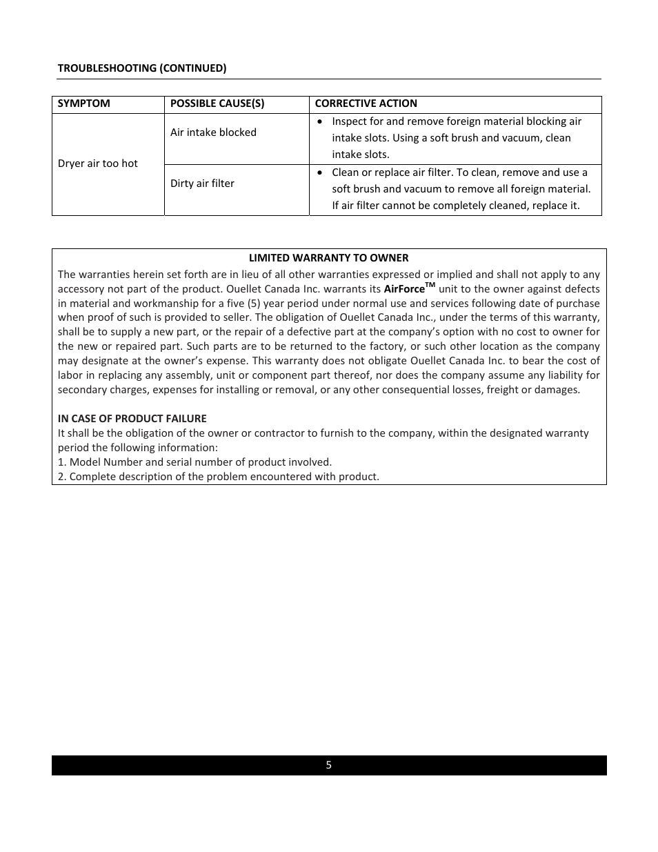 Ouellet OAF User Manual | Page 5 / 5