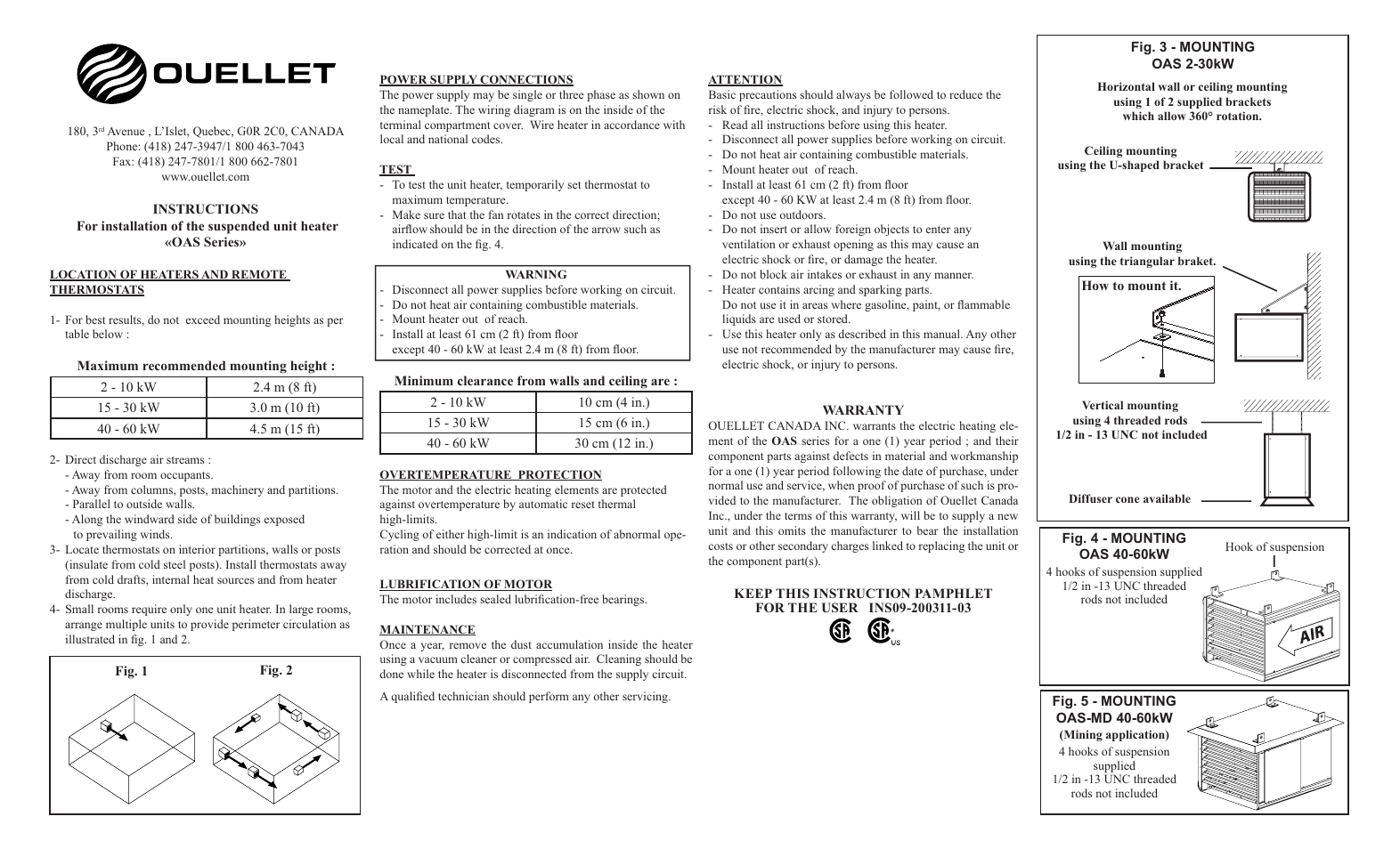 Ouellet OAS User Manual | 1 page