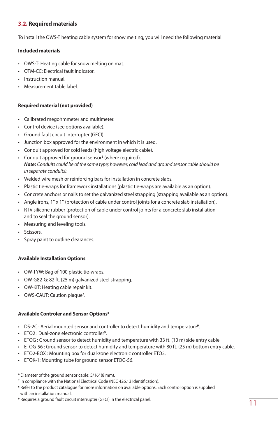 Required materials | Ouellet OWS User Manual | Page 11 / 26