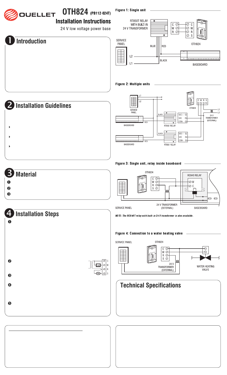 Ouellet OTH824 User Manual | 1 page