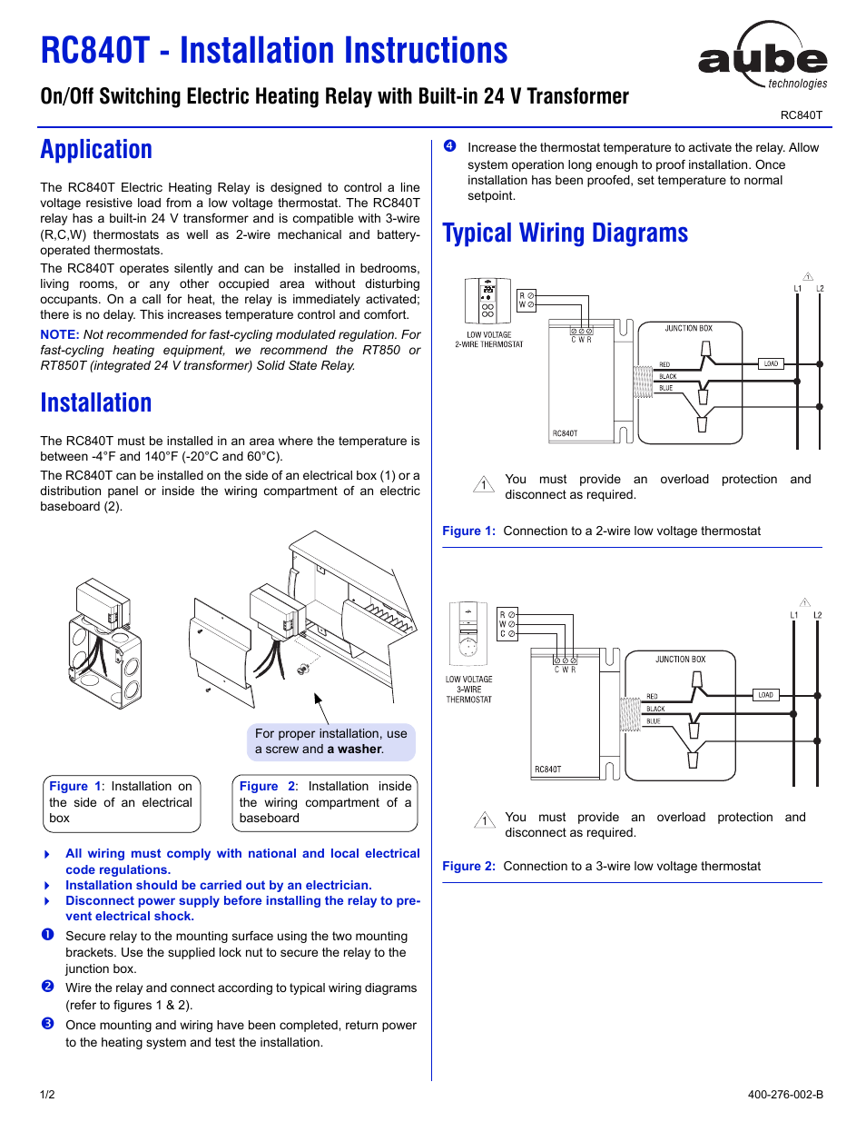 Ouellet RC840 User Manual | 2 pages