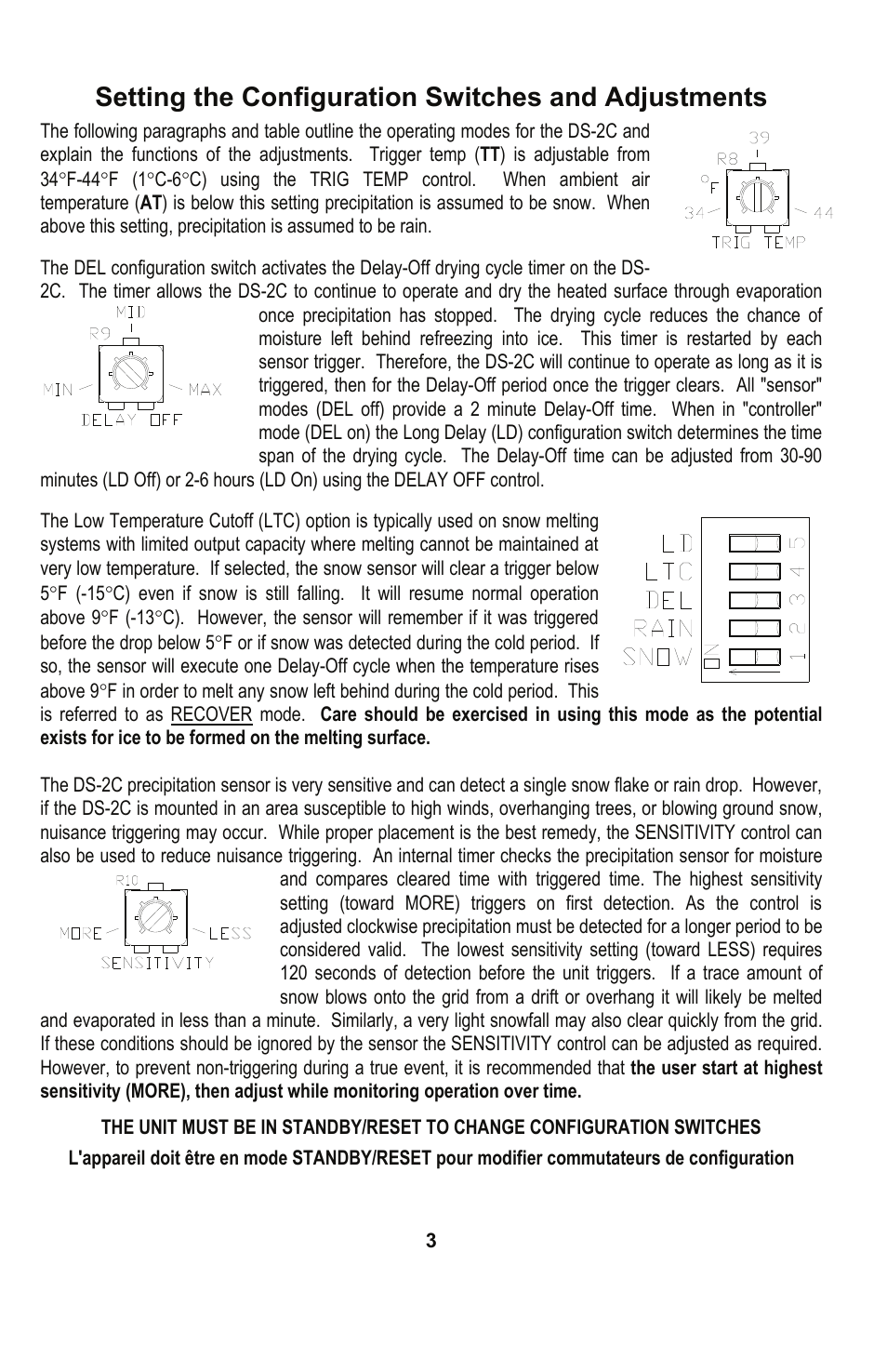 Ds−2c, Setting the configuration switches and adjustments | Ouellet DS-2C User Manual | Page 3 / 8