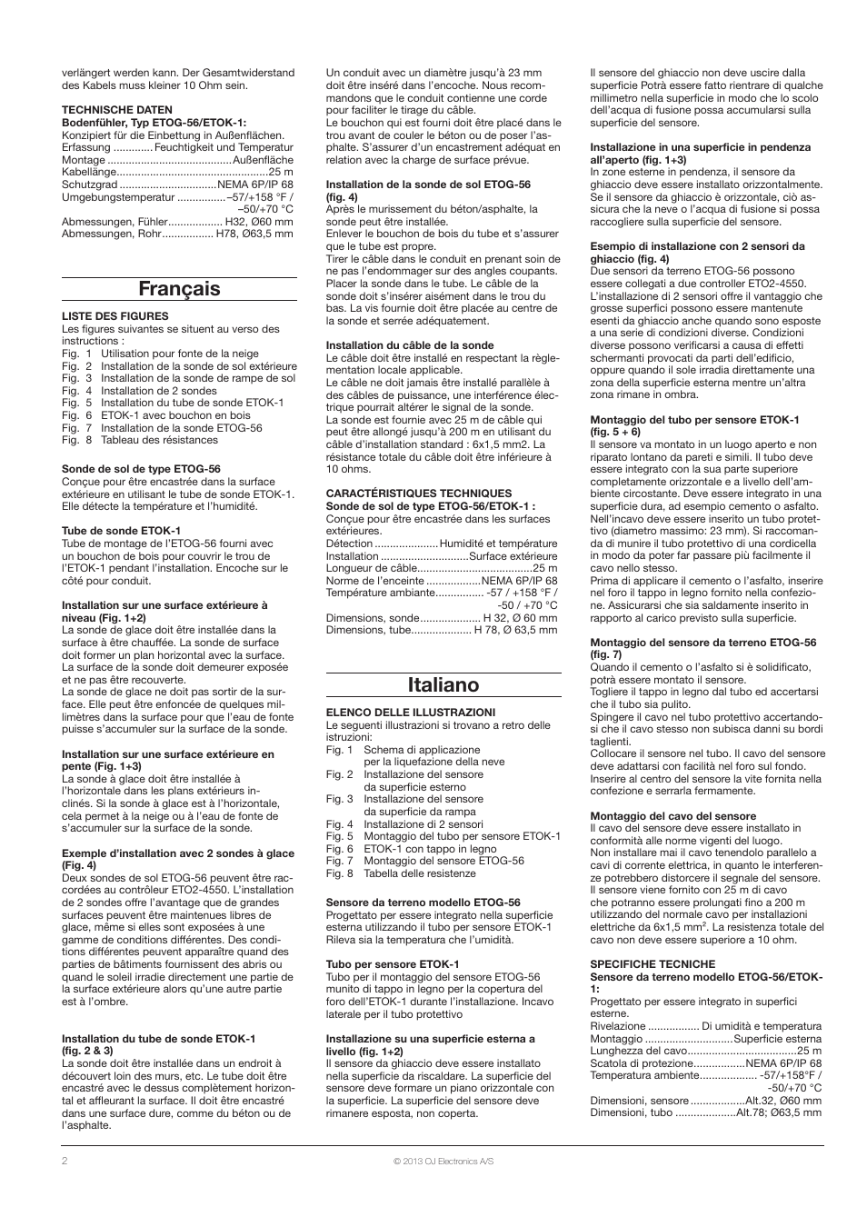 Français, Italiano | Ouellet ETOG-56 User Manual | Page 2 / 8