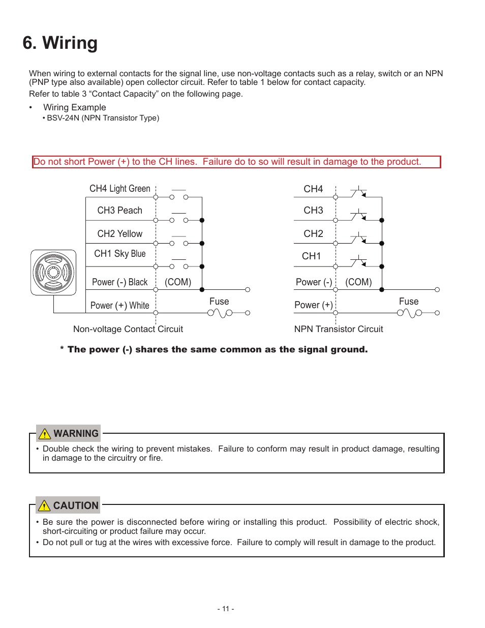 Wiring | PATLITE BSV User Manual | Page 11 / 29