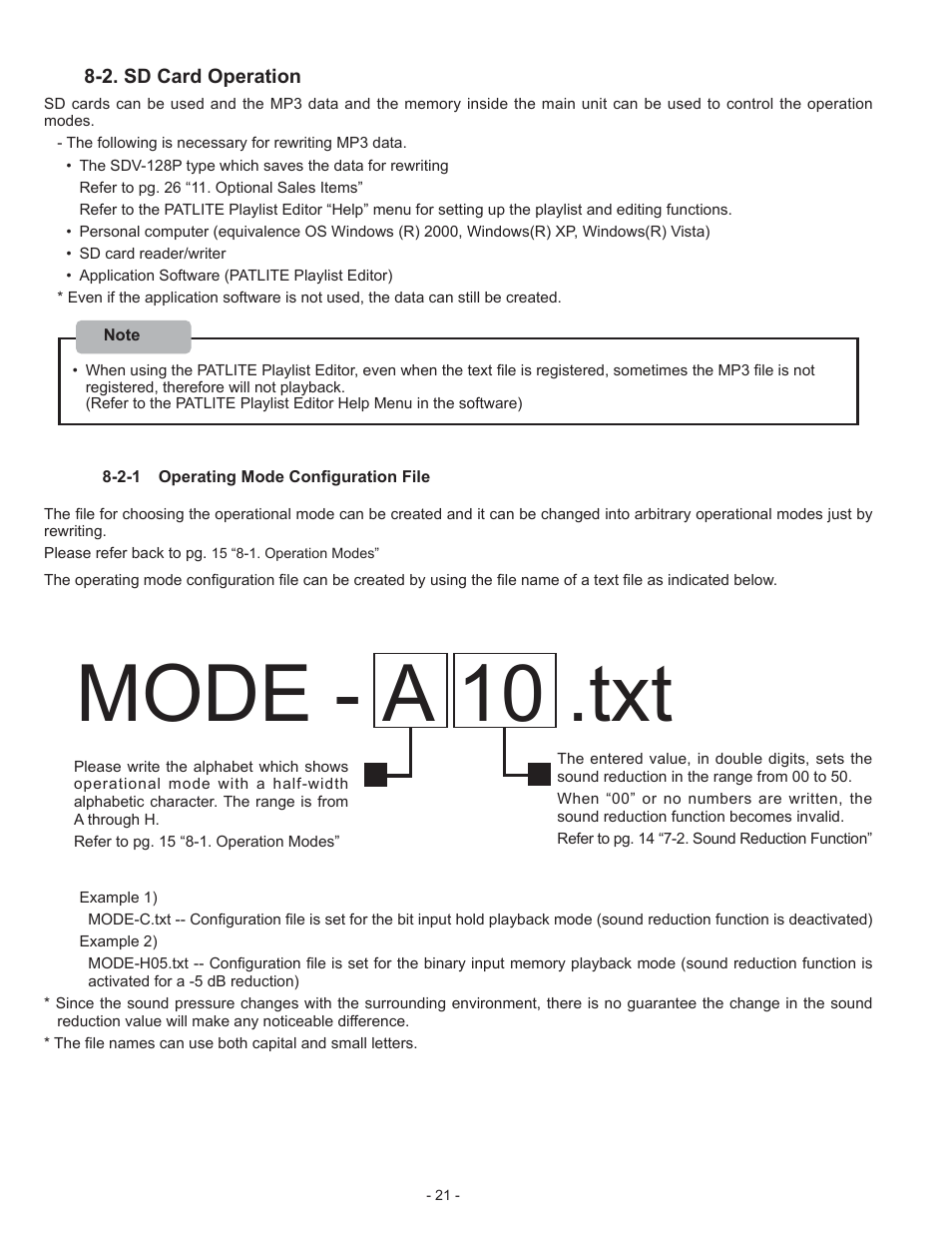 Mode - a 10 .txt | PATLITE BSV User Manual | Page 21 / 29