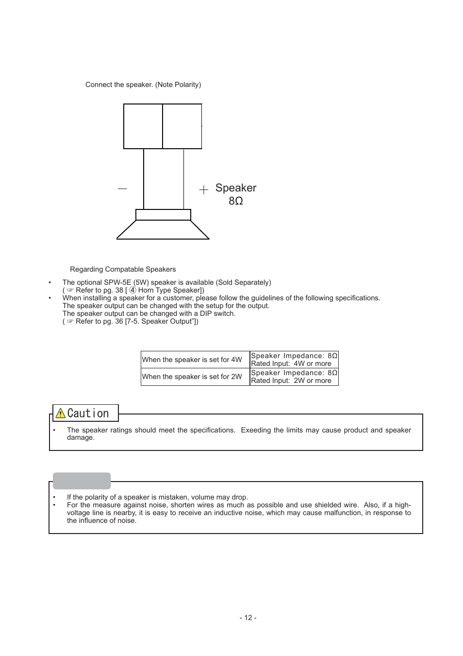 Sp- sp, Cwvkqp, Speaker 8ω | PATLITE FV-127JP User Manual | Page 12 / 38