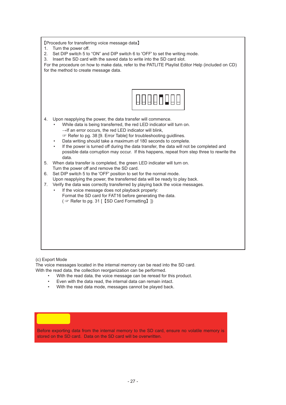 PATLITE FV-127JP User Manual | Page 27 / 38