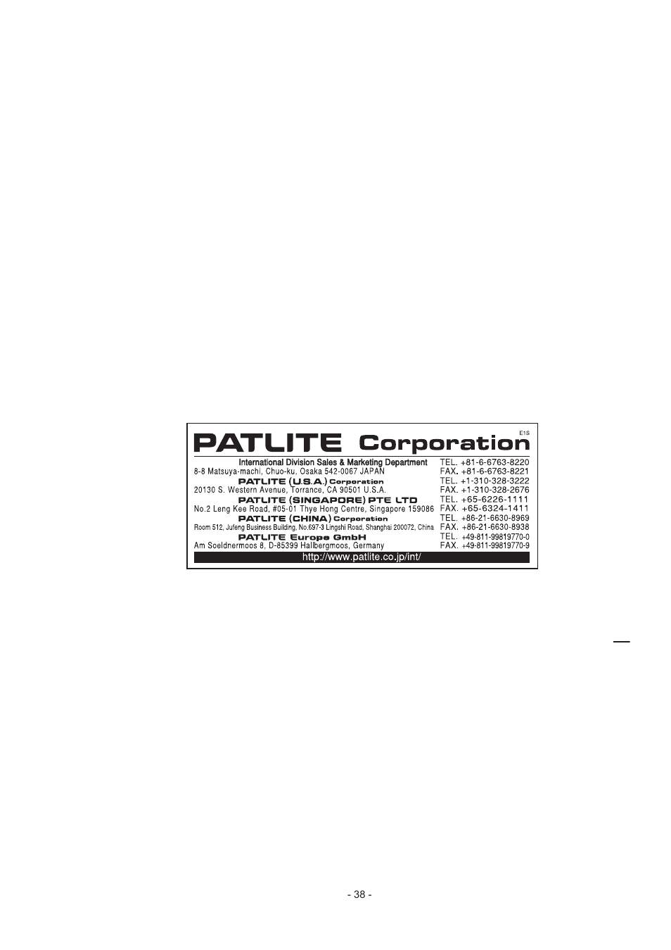 PATLITE FV-127JP User Manual | Page 38 / 38