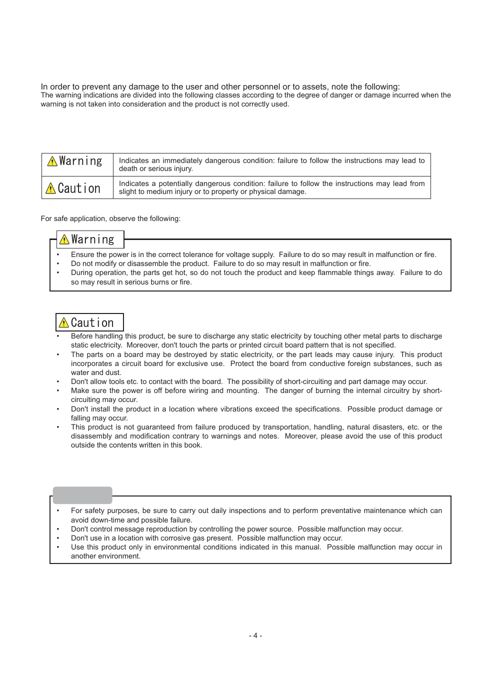 Safety precautions, Cwvkqp, 9ctpkpi | PATLITE FV-127JP User Manual | Page 4 / 38