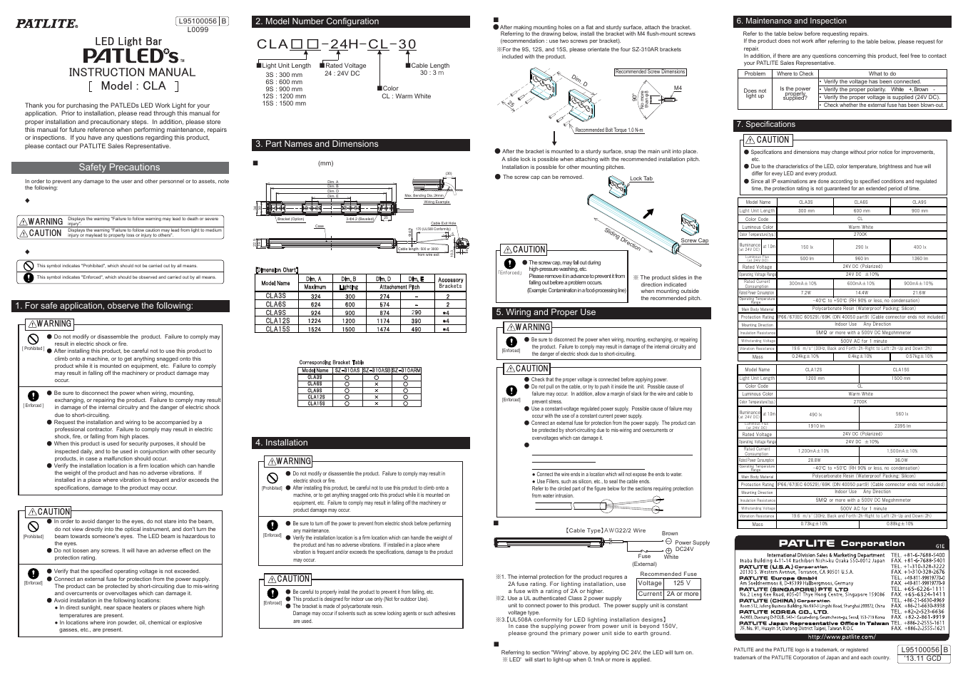 PATLITE CLA User Manual | 1 page