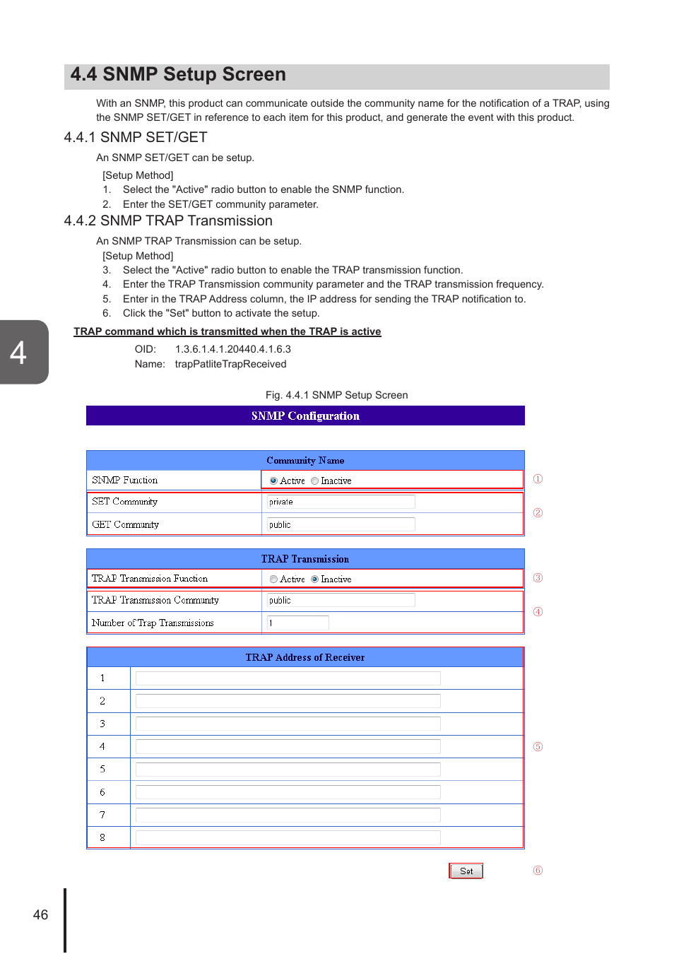 4 snmp setup screen | PATLITE NHL User Manual | Page 46 / 95