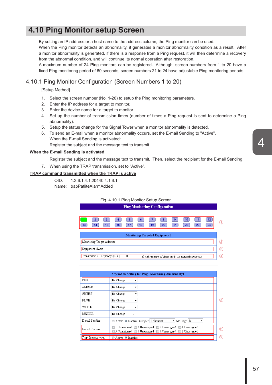 10 ping monitor setup screen | PATLITE NHL User Manual | Page 57 / 95