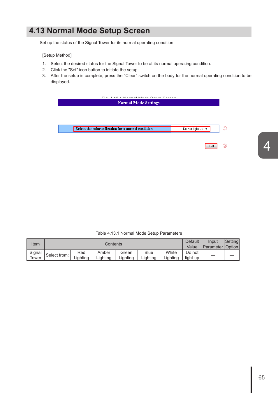 13 normal mode setup screen | PATLITE NHL User Manual | Page 65 / 95