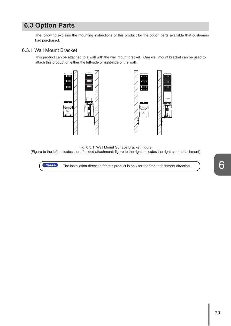 3 option parts, 1 wall mount bracket | PATLITE NHL User Manual | Page 79 / 95