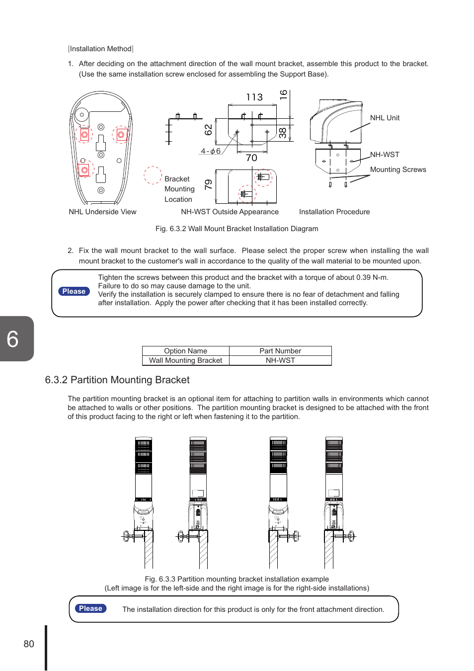 2 partition mounting bracket | PATLITE NHL User Manual | Page 80 / 95