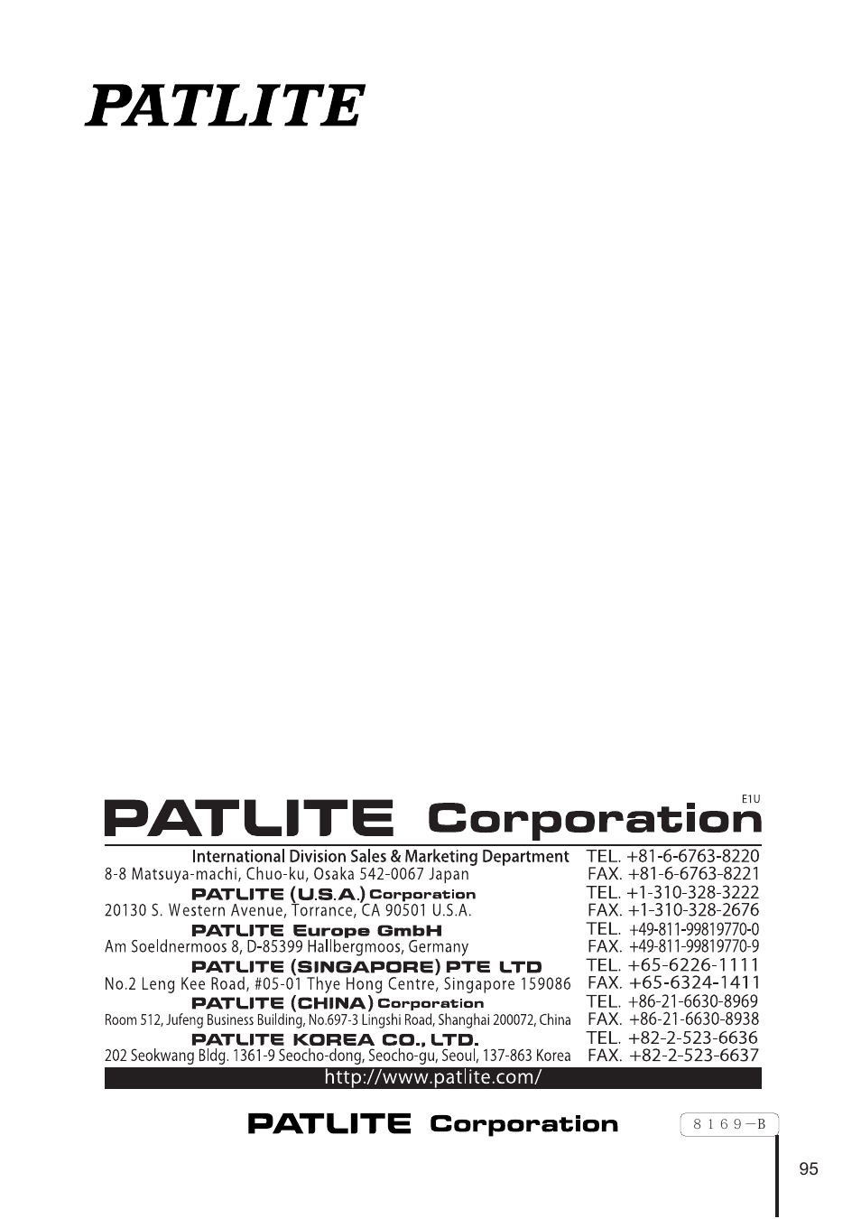 PATLITE NHL User Manual | Page 95 / 95