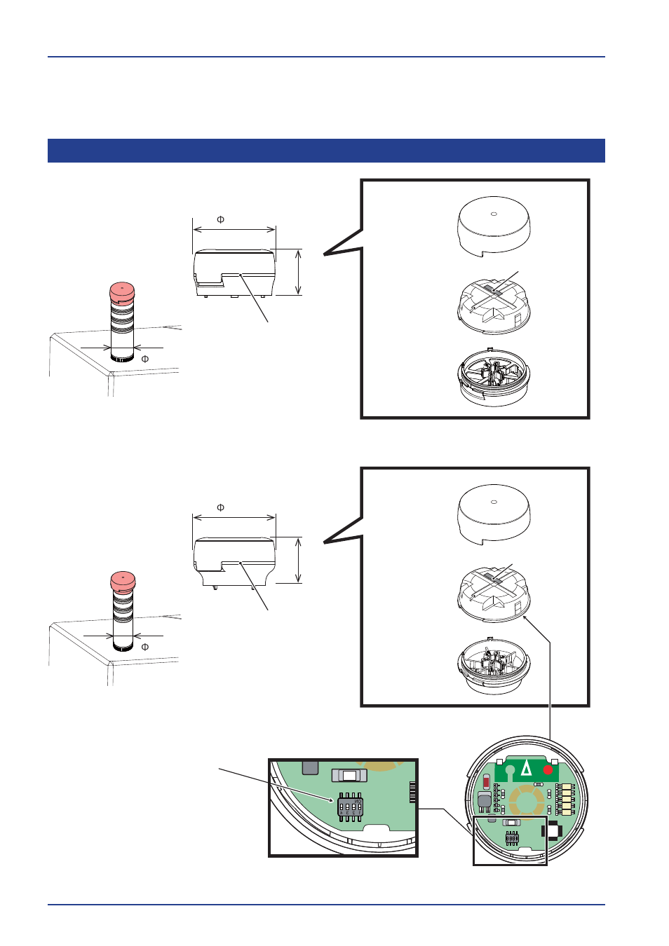 Part names and dimensions, 1 transmitter, Wdt-6m ■ wdt-5e | PATLITE WDR-LE User Manual | Page 14 / 102