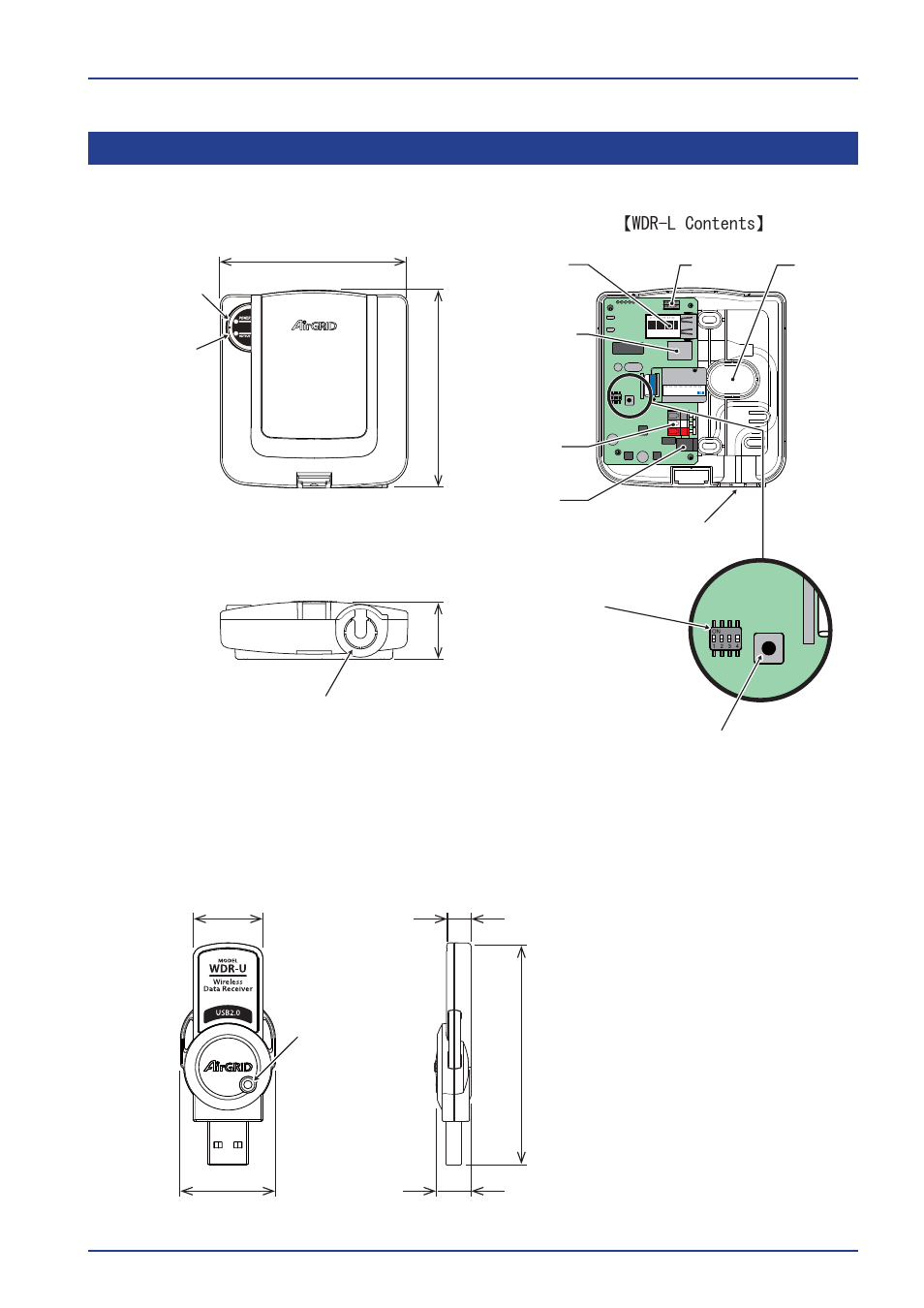 2 receiver, Wdr-le, Wdr-u | 5/&rqwhqwvࠚ, Dc jack, Dip switch reset switch | PATLITE WDR-LE User Manual | Page 15 / 102