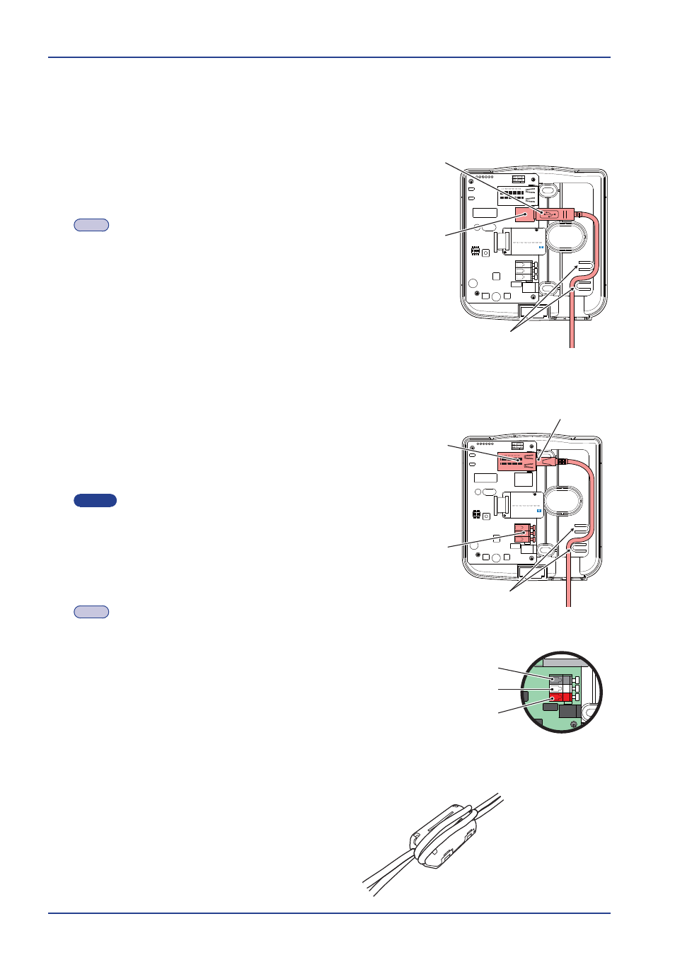 Connect the wiring to the receiver, Usb cable not included, Lan cable not included | Use the guide (two places) for placing the cable | PATLITE WDR-LE User Manual | Page 22 / 102