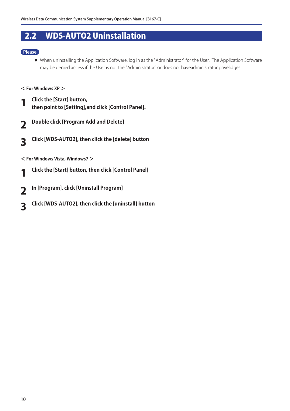 2 wds-auto2 uninstallation | PATLITE WDR-LE User Manual | Page 10 / 24