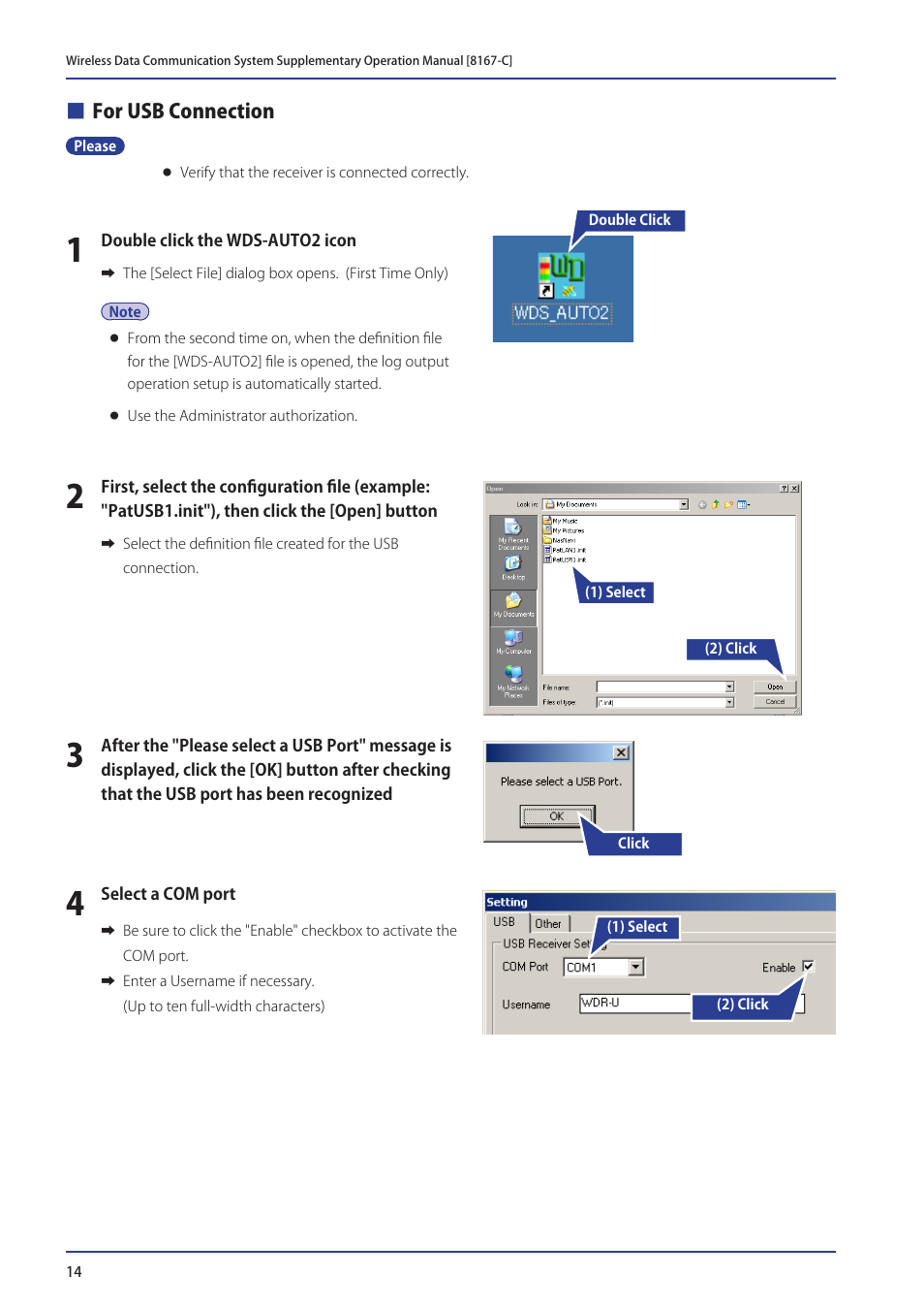For usb connection | PATLITE WDR-LE User Manual | Page 14 / 24