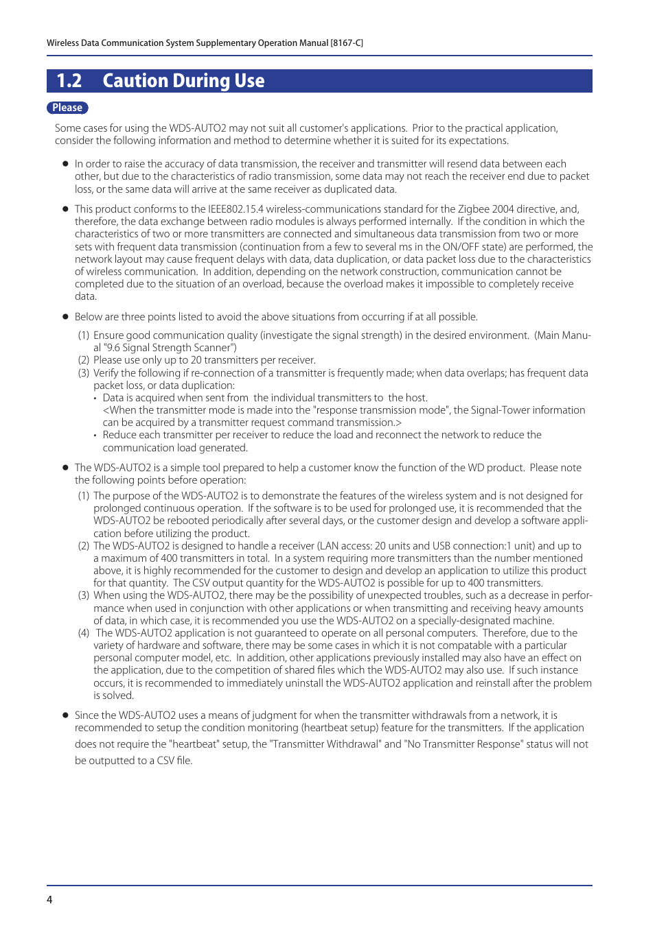 2 caution during use | PATLITE WDR-LE User Manual | Page 4 / 24