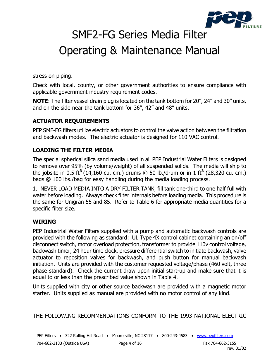 PEP Filters SMF2-FG User Manual | Page 5 / 18