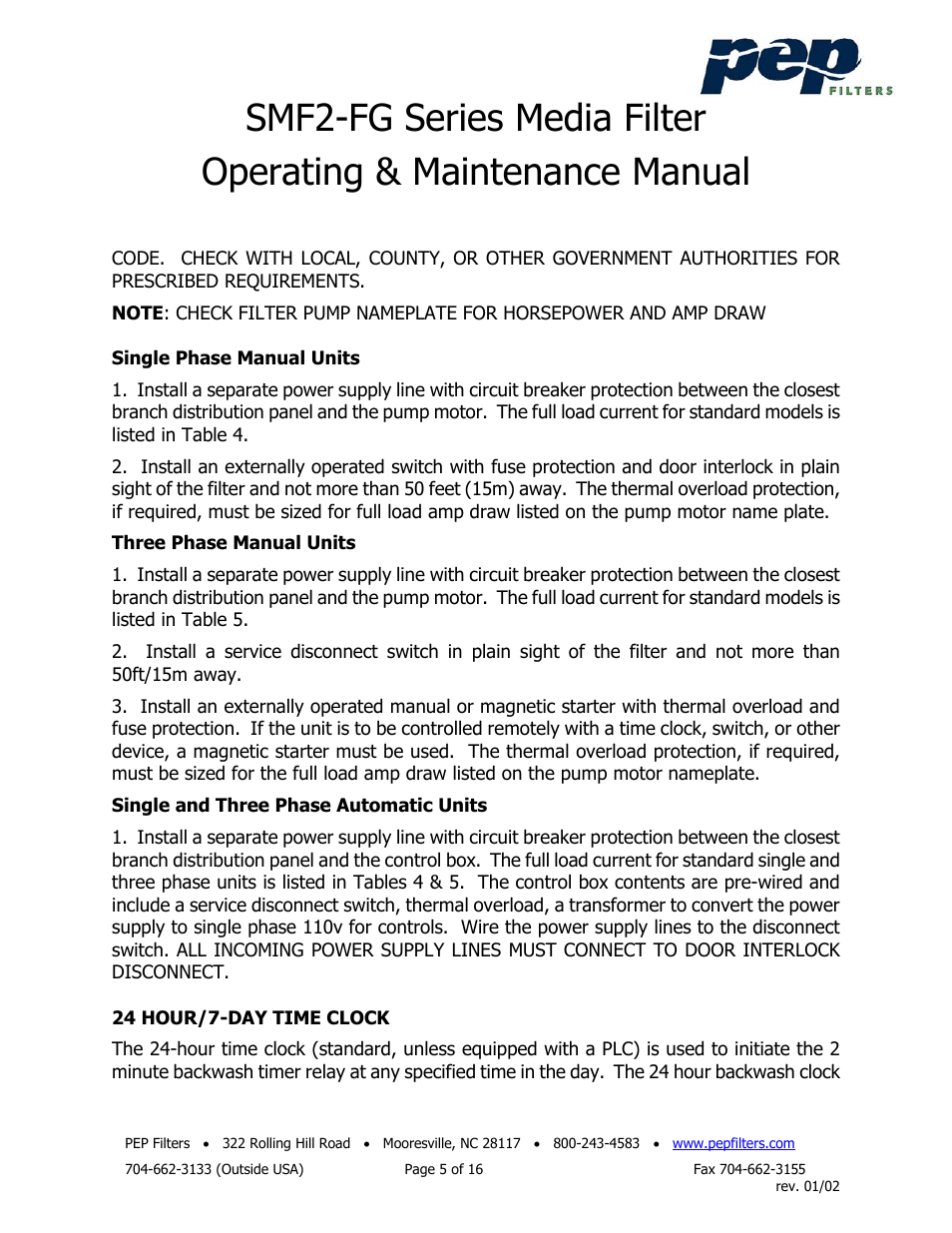 PEP Filters SMF2-FG User Manual | Page 6 / 18