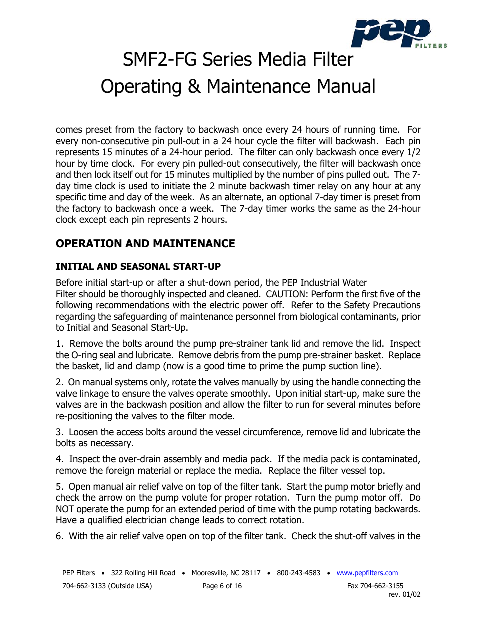 PEP Filters SMF2-FG User Manual | Page 7 / 18