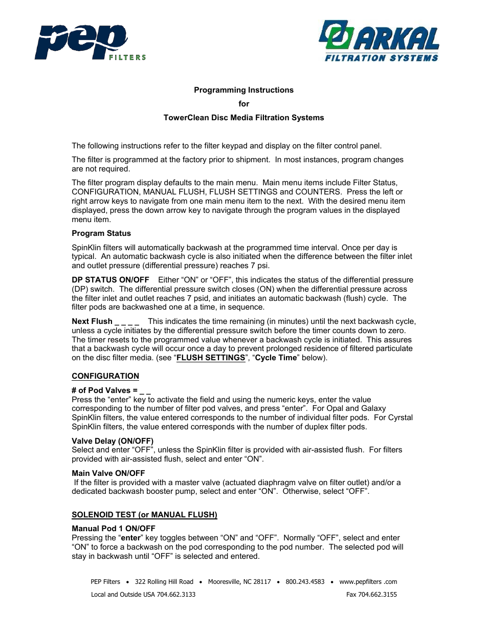 PEP Filters TOWER CLEAN PACKAGE User Manual | Page 12 / 14