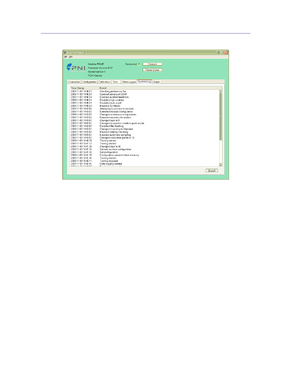 System log tab, 7 system log tab | PNI CompassPoint Prime User Manual | Page 27 / 69