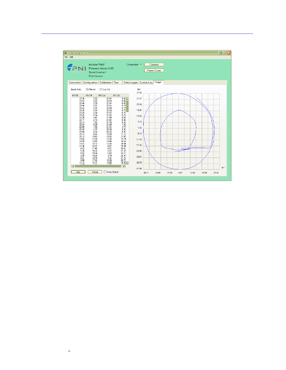 Graph tab, 8 graph tab | PNI CompassPoint Prime User Manual | Page 28 / 69