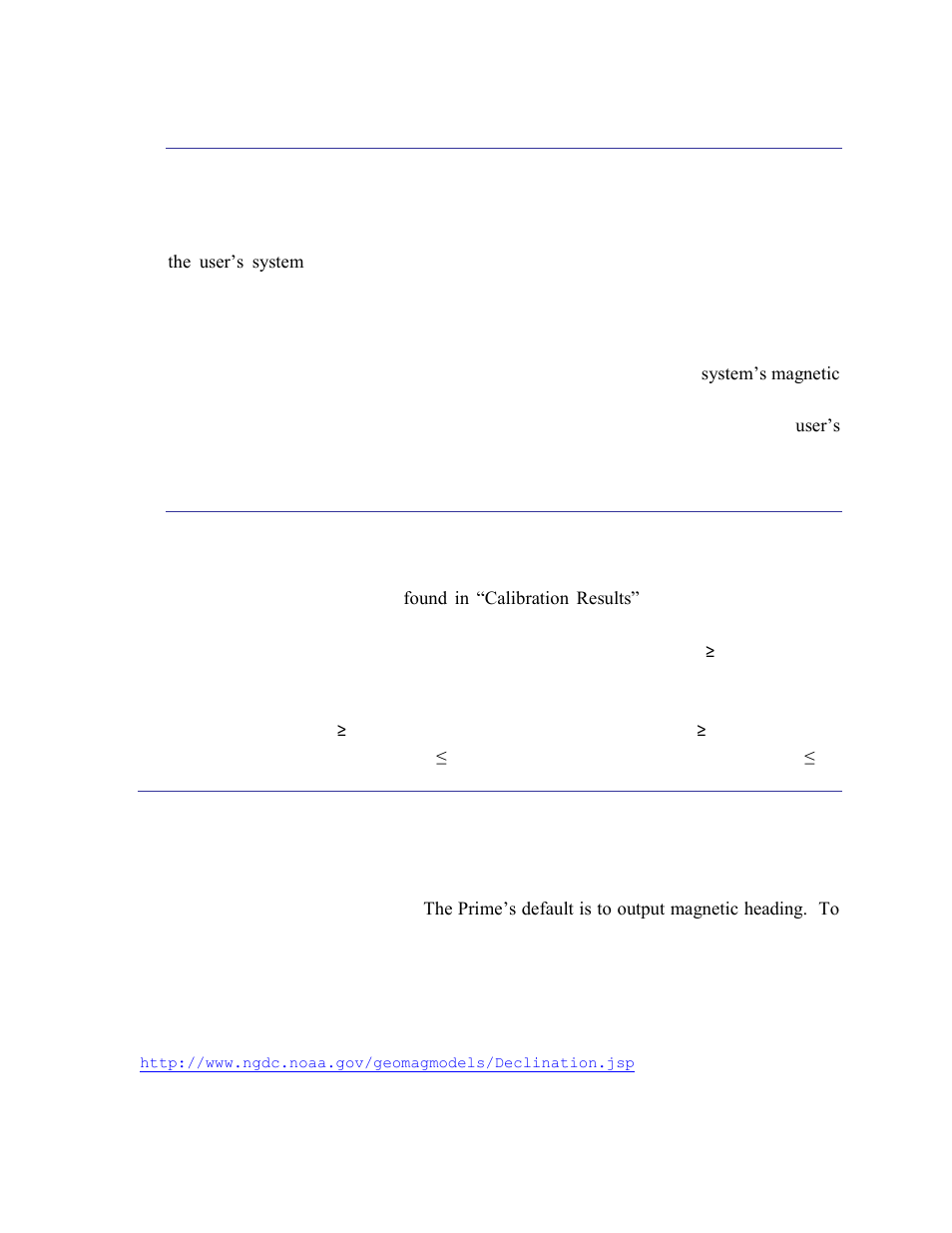 Simultaneous mag and accel calibration, Calibration scores, Declination | O 6.2.3. i, N 6.2.4), s, 3 declination | PNI CompassPoint Prime User Manual | Page 35 / 69