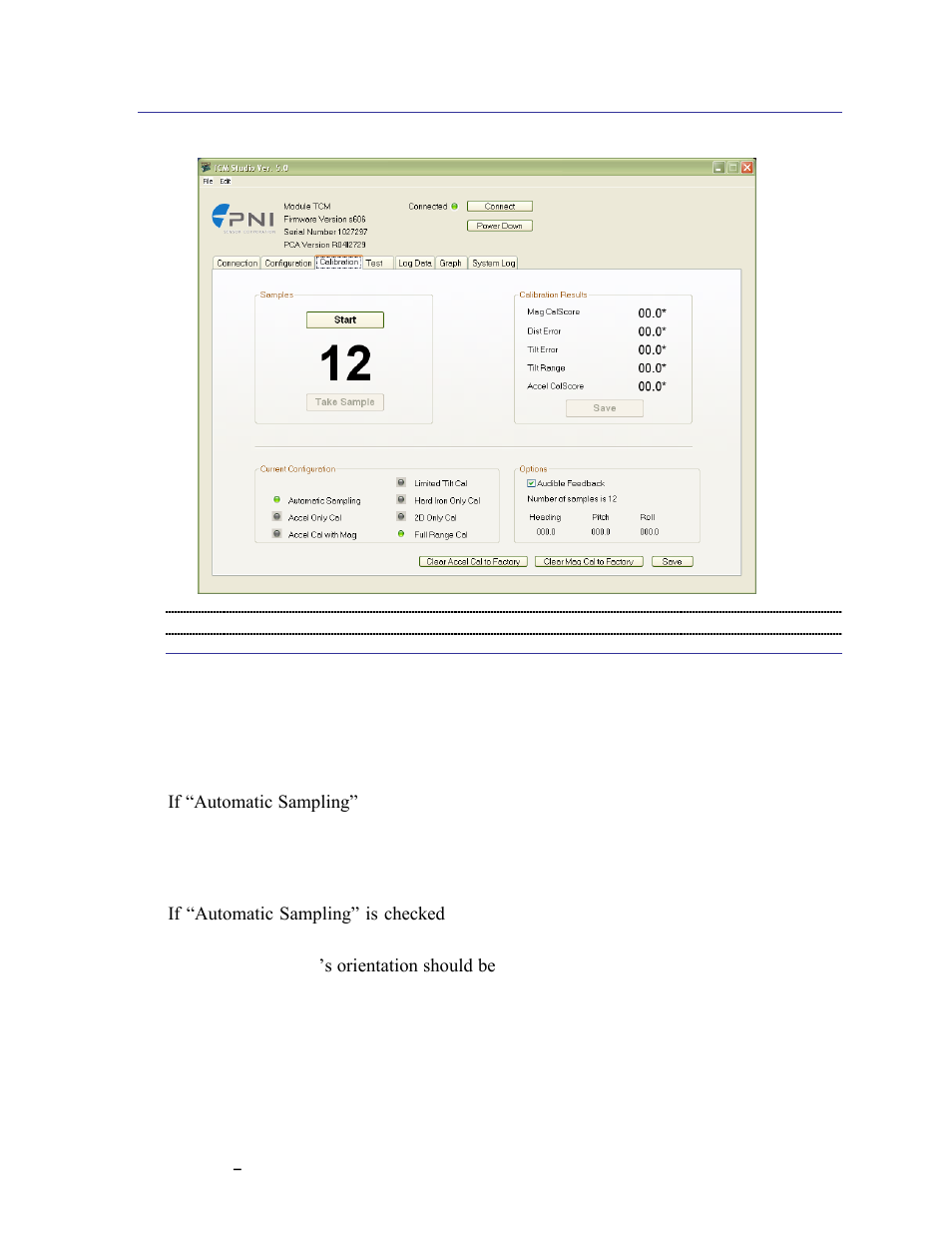 Calibration tab, Samples, On 6.4 | 4 calibration tab | PNI TCM User Manual | Page 33 / 77