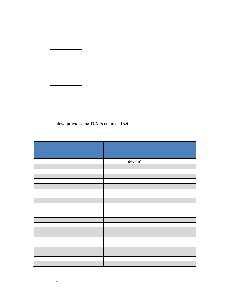 Commands & communication frames, Table 7-2: tcm command set, Nd 7.3 | 3 commands & communication frames | PNI TCM User Manual | Page 44 / 77