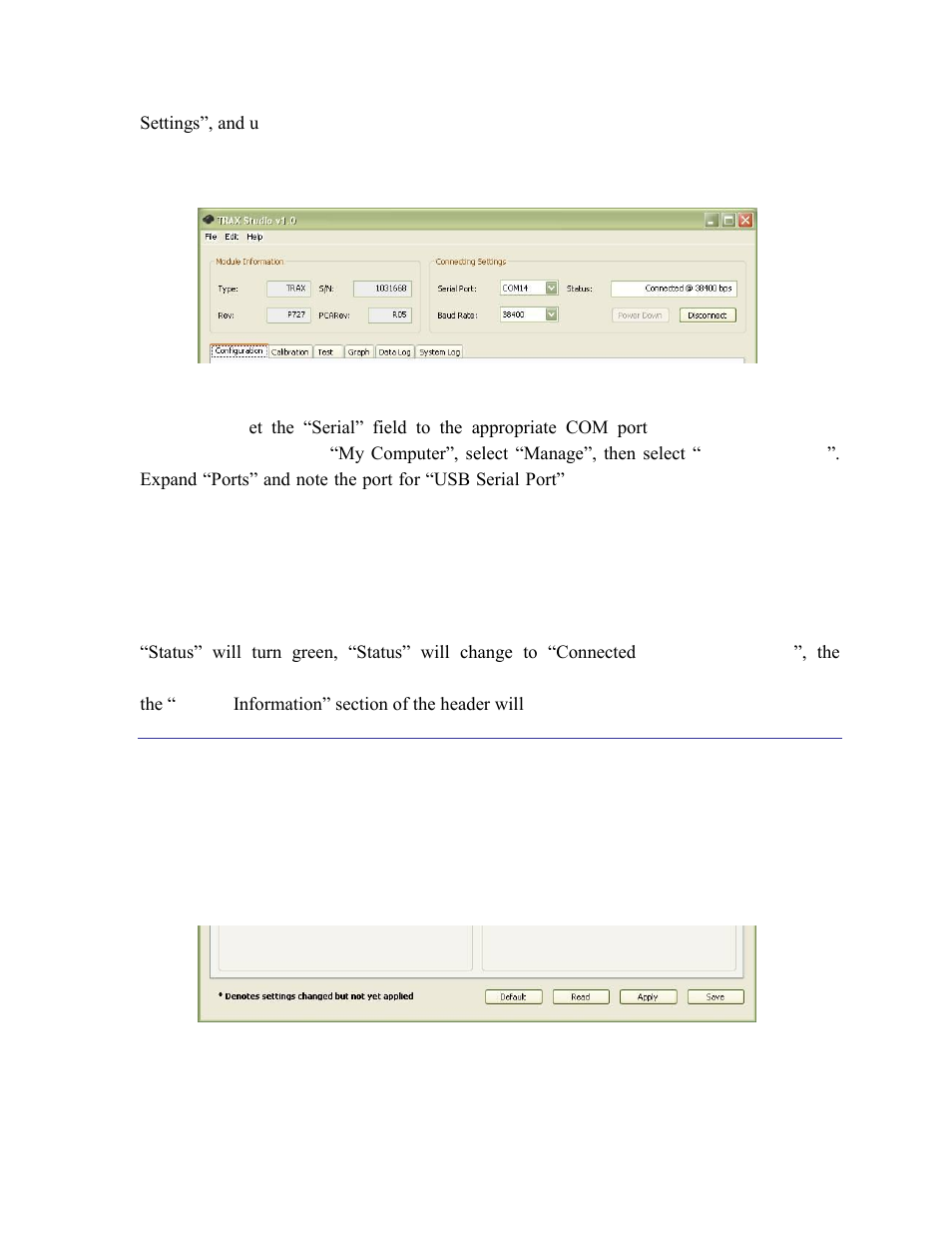 3 trax studio footer and saving/applying settings, Trax studio footer and saving/applying settings | PNI FieldForce Trax User Manual | Page 26 / 62