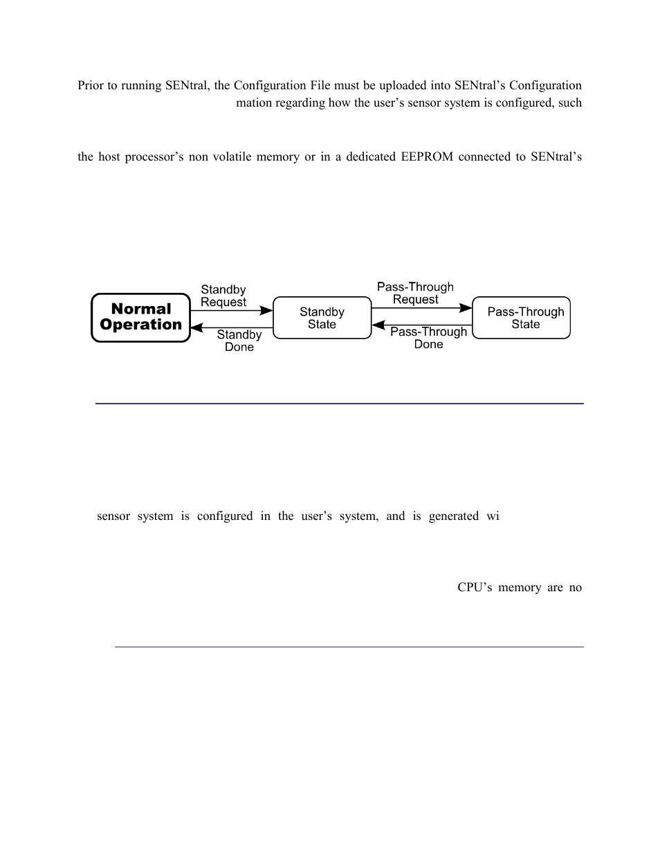 1 power-up and configuration file upload, 1 configuration file upload from eeprom, Power-up and configuration file upload | Configuration file upload from eeprom, Figure 5-2: sentral operational states | PNI SENtral User Manual | Page 18 / 54