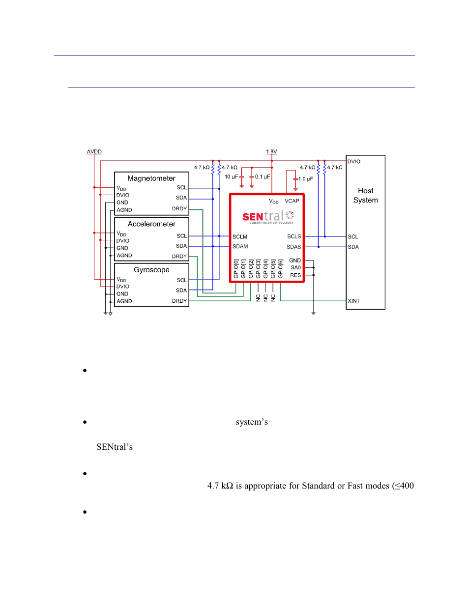 3 layout, 1 system layout, Layout | System layout, Figure 3-1: sentral system reference schematic, 3layout | PNI SENtral User Manual | Page 9 / 54