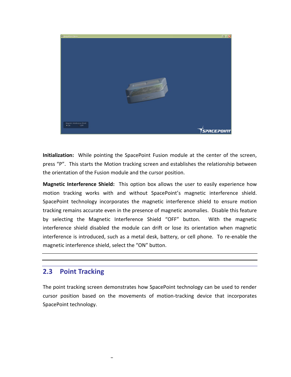 Point tracking, 3 point tracking | PNI SpacePoint Demo User Manual | Page 8 / 12