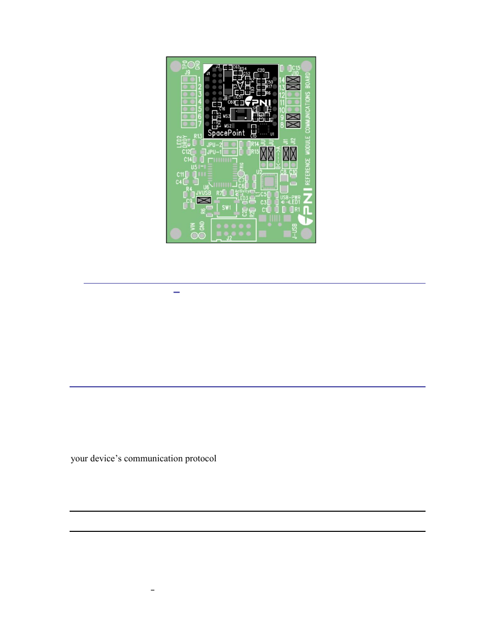 Hardware, Direct uart connection, Powering up the spacepoint scout | Figure 6-1: pni commboard jumper configuration, 2 powering up the spacepoint scout, 3 hardware – direct uart connection | PNI SpacePoint Scout User Manual | Page 15 / 19